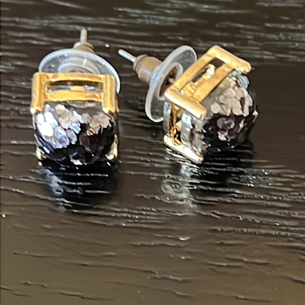 STEEL gray glitter stud earrings-NWT